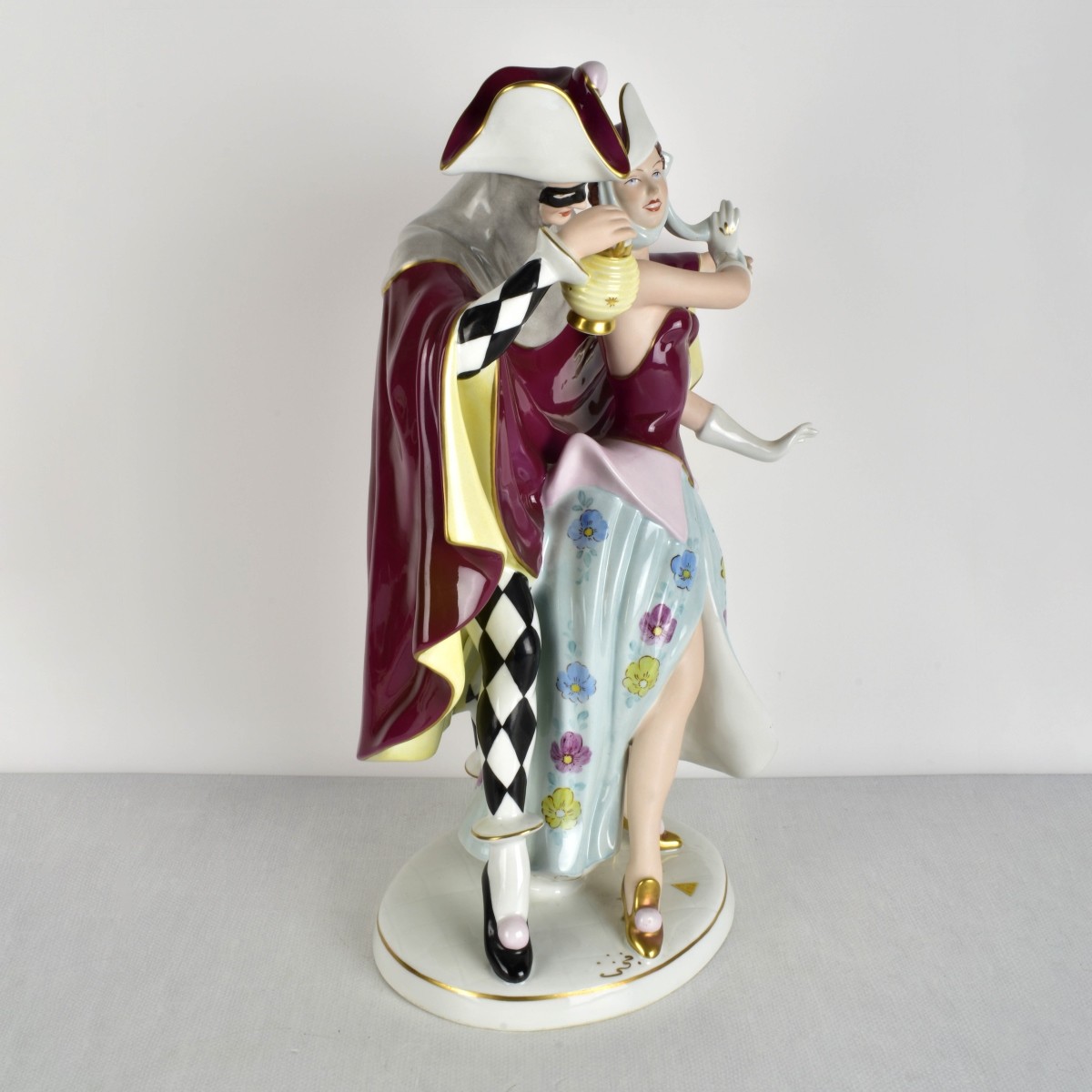 Large Royal Dux Porcelain Masquerade Figurine