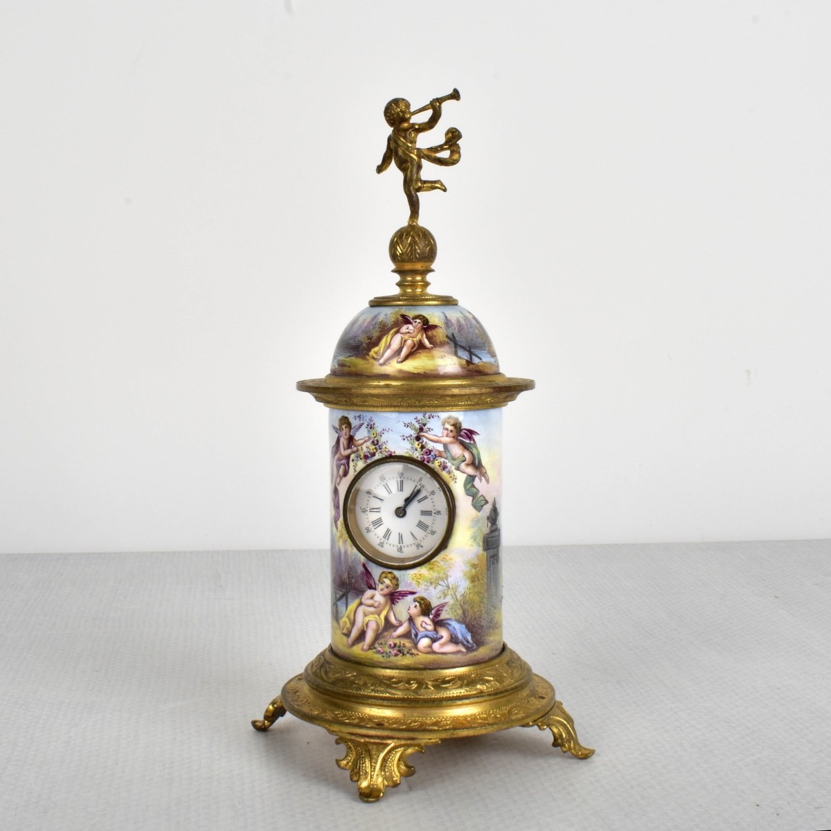 19th Century Viennese Enameled Clock.