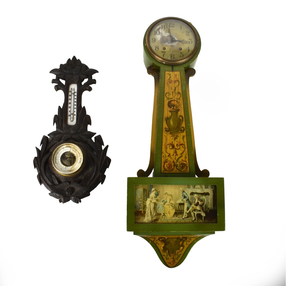 Gilbert Banjo Clock and Black Forest Barometer