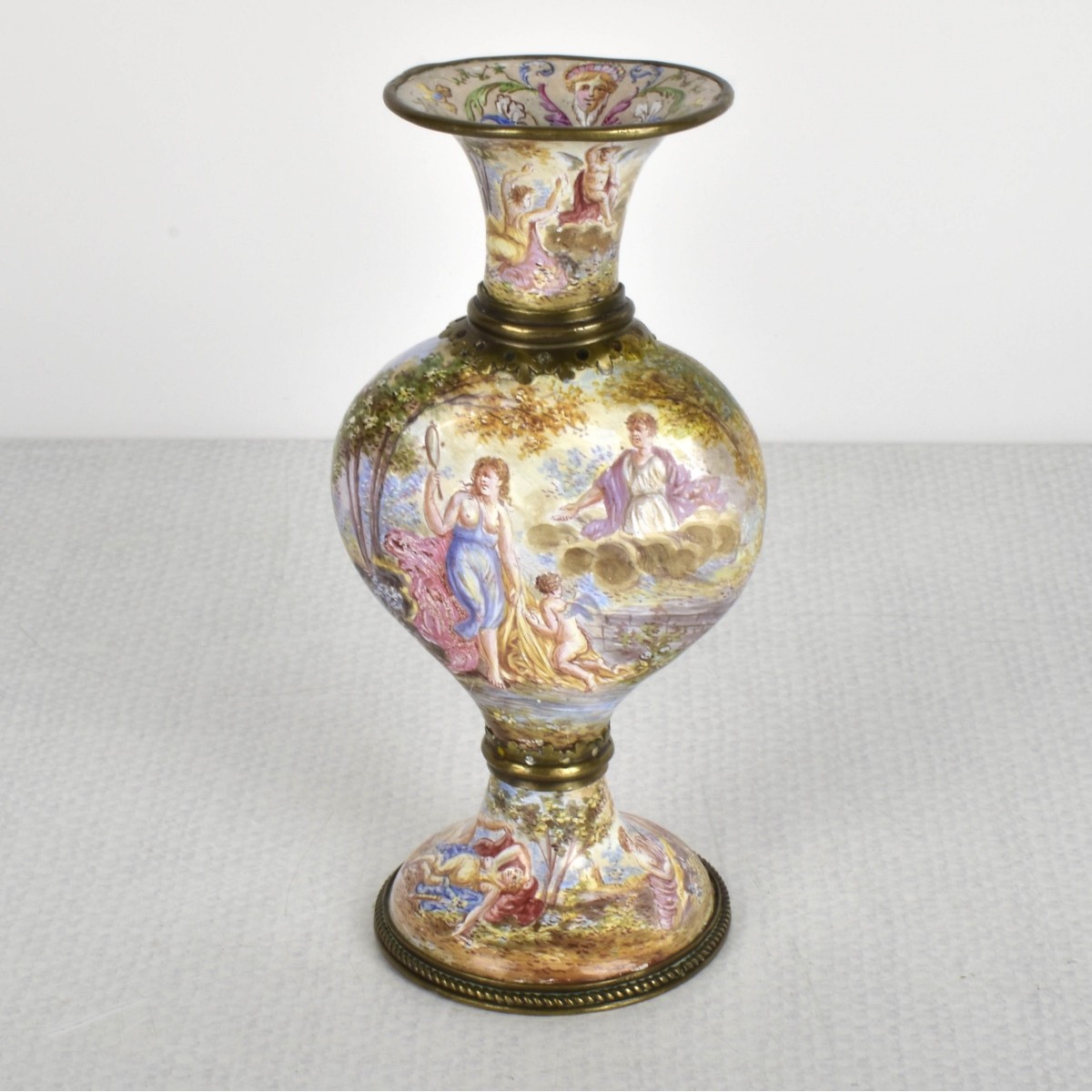 19th Century Viennese Enameled Bud Vase