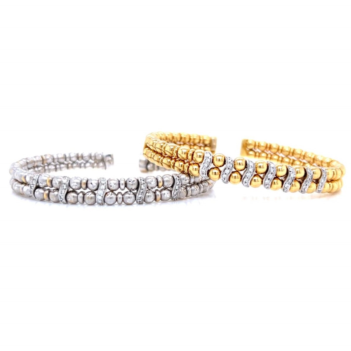 Diamond and 18K Bangle Bracelets