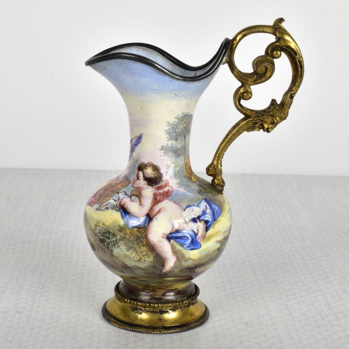 19th Century Viennese Enameled Ewer and Tray