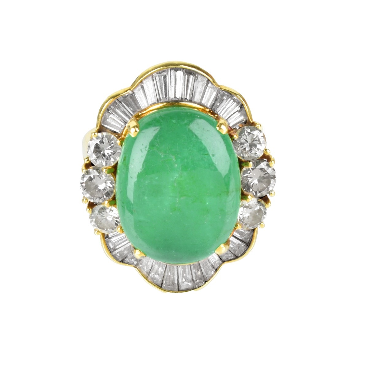 Emerald, Diamond and 18K Ring