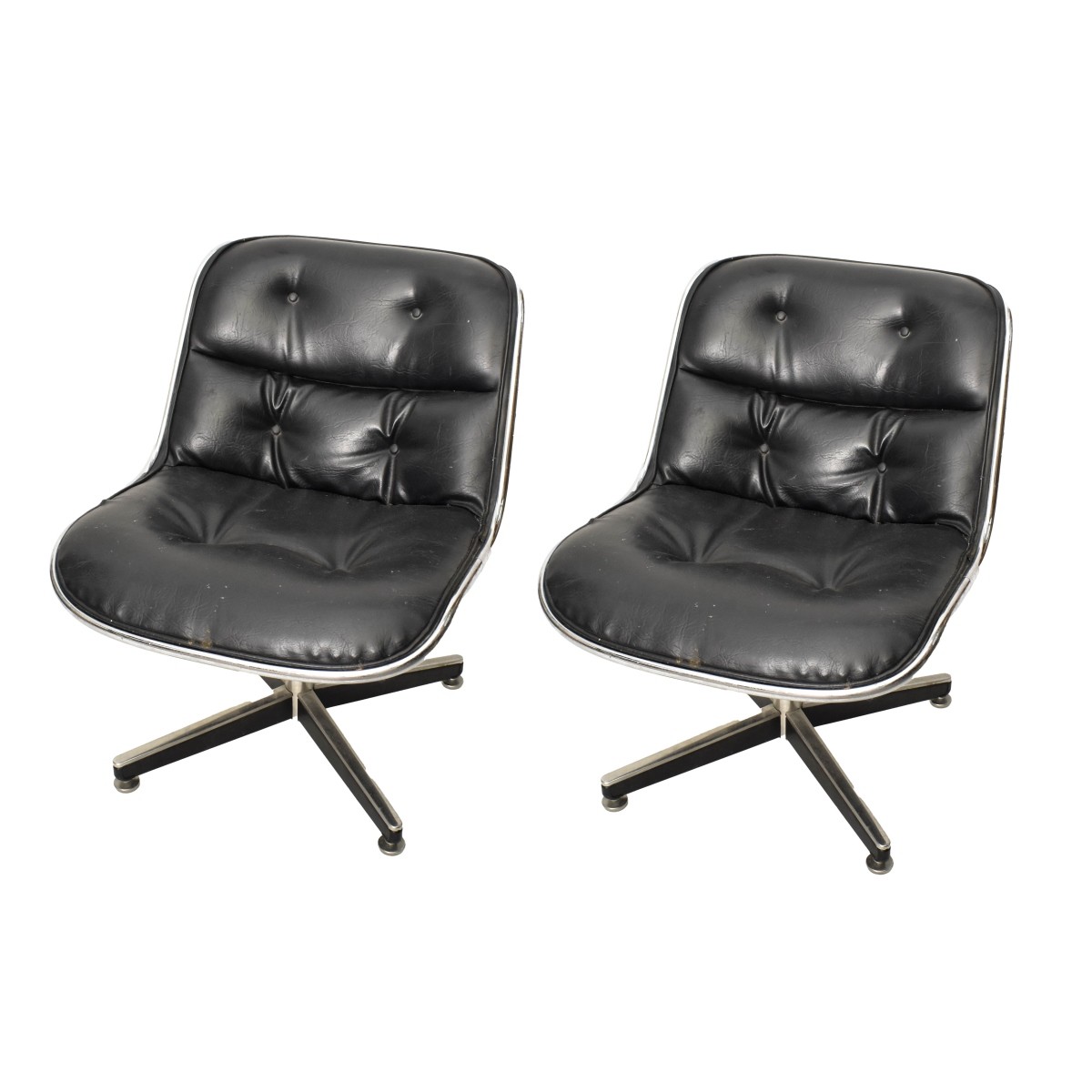 Knoll Style Black Leather Chairs