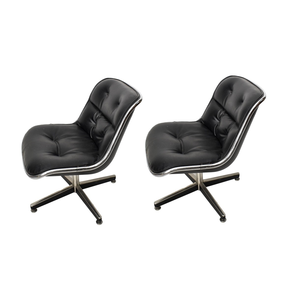 Knoll Style Black Leather Chairs