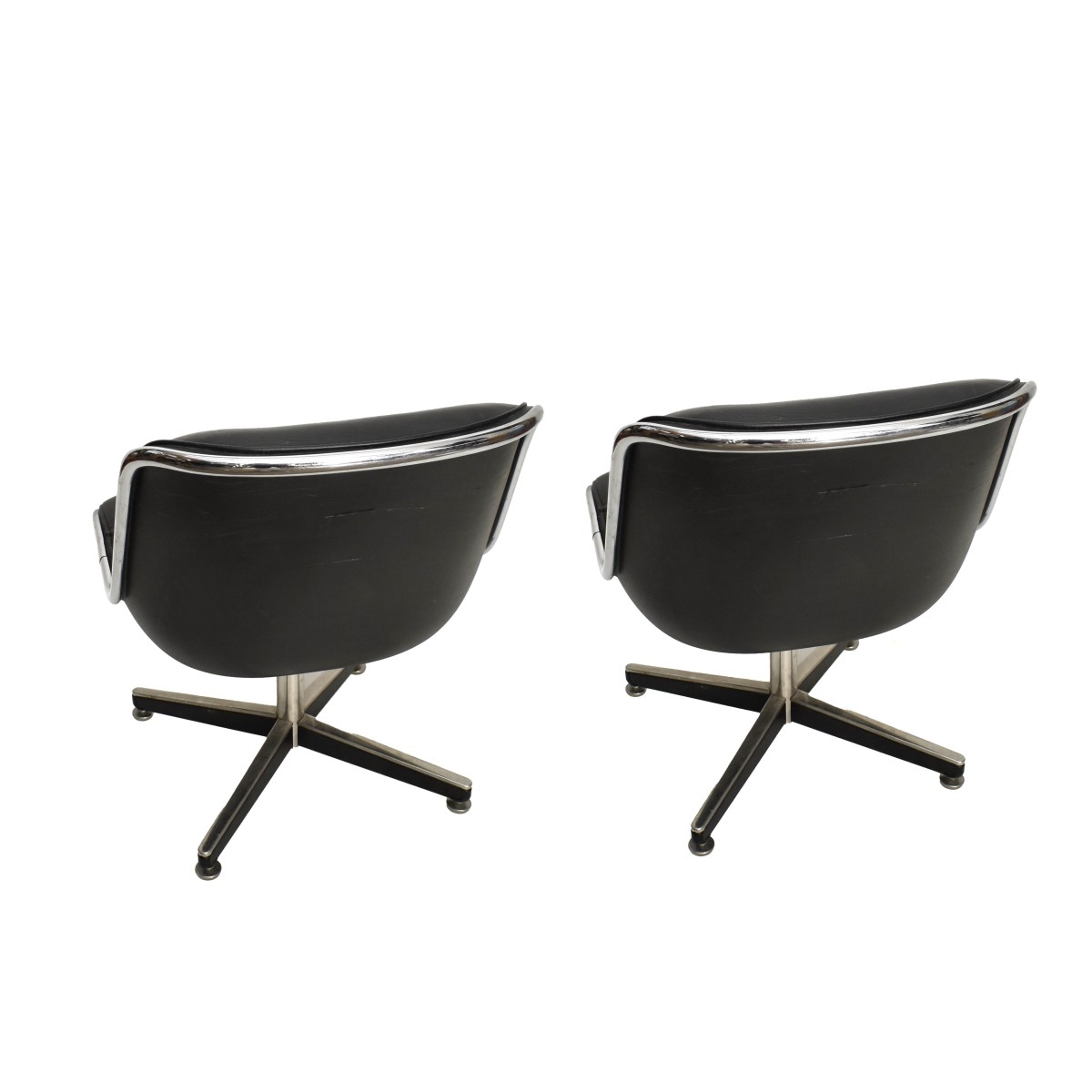 Knoll Style Black Leather Chairs