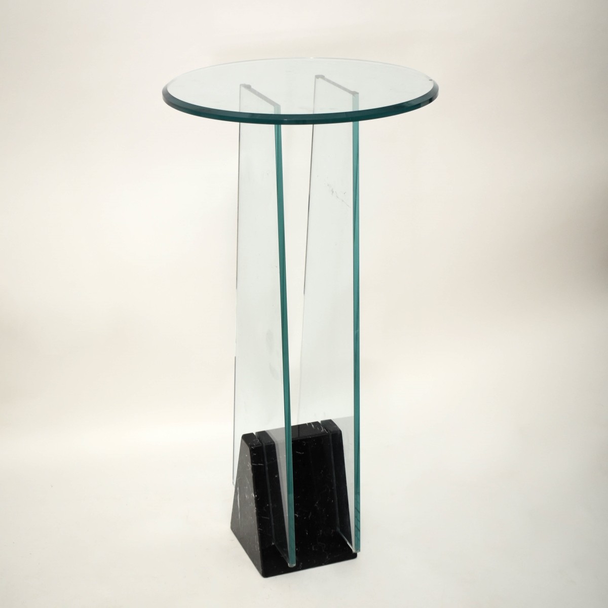 Vintage Black Veined Glass and Marble Table