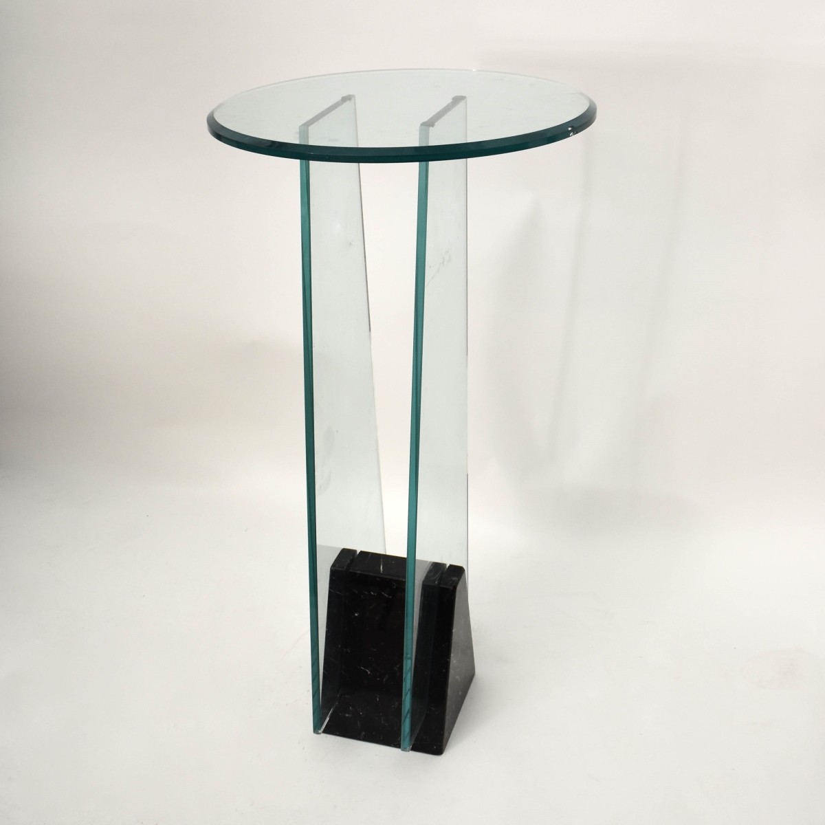 Vintage Black Veined Glass and Marble Table