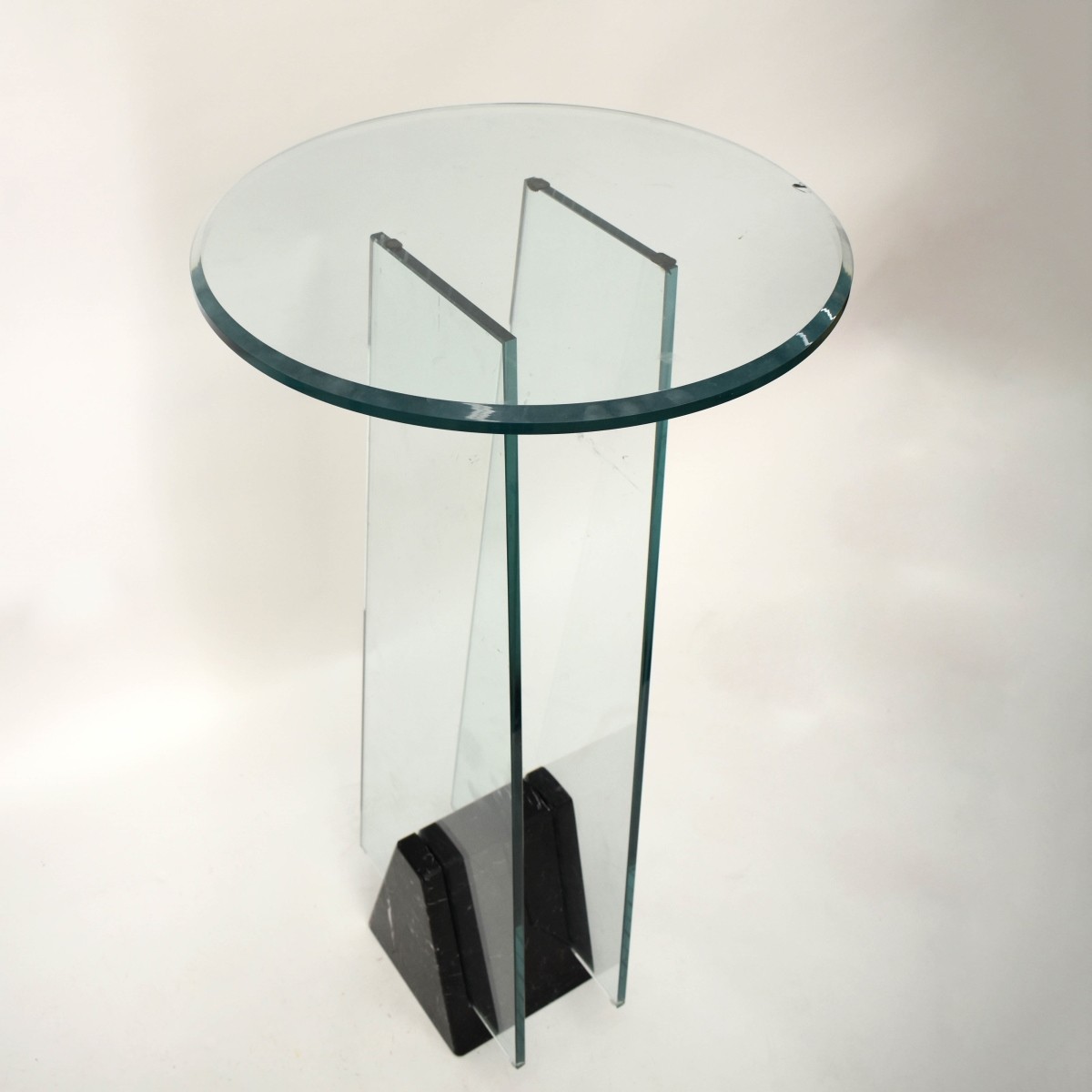 Vintage Black Veined Glass and Marble Table