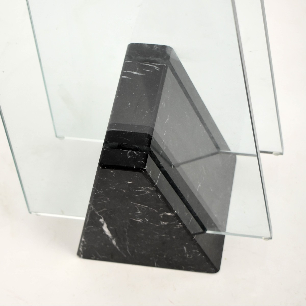 Vintage Black Veined Glass and Marble Table