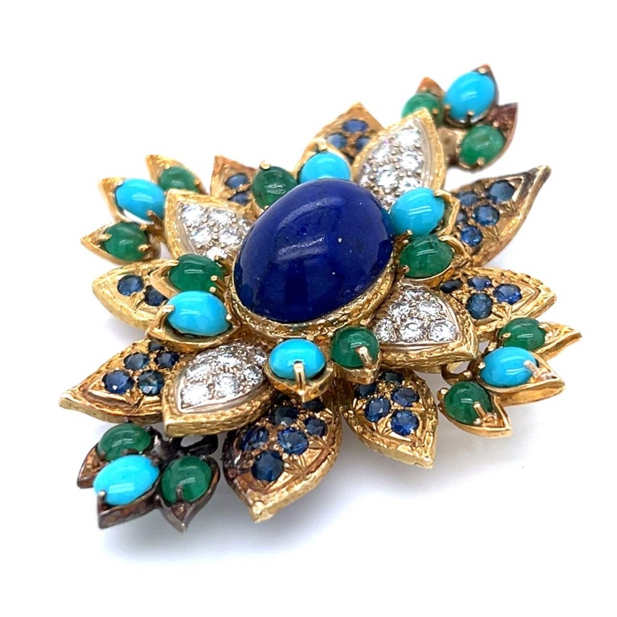 Gemstone and 18K Brooch