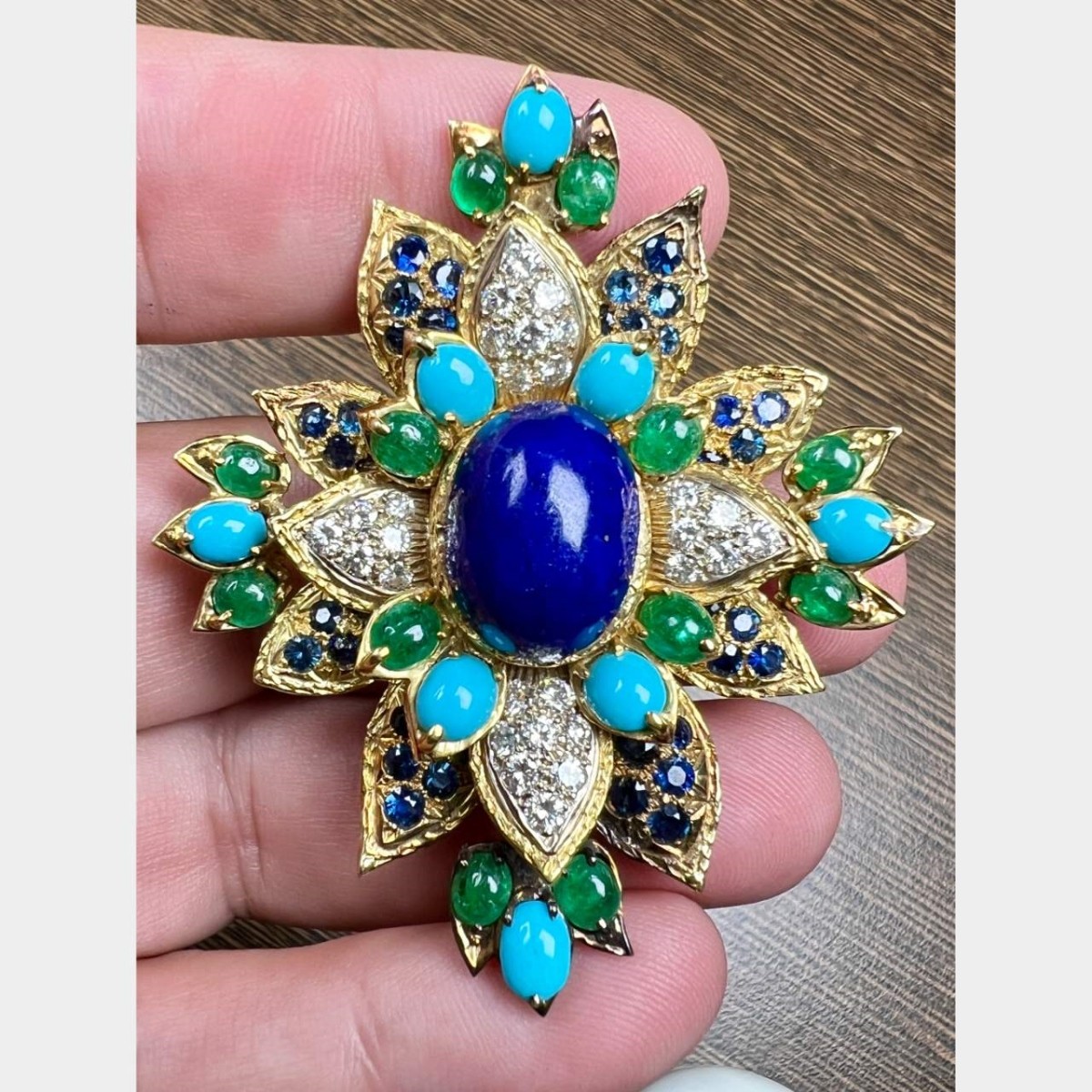 Gemstone and 18K Brooch