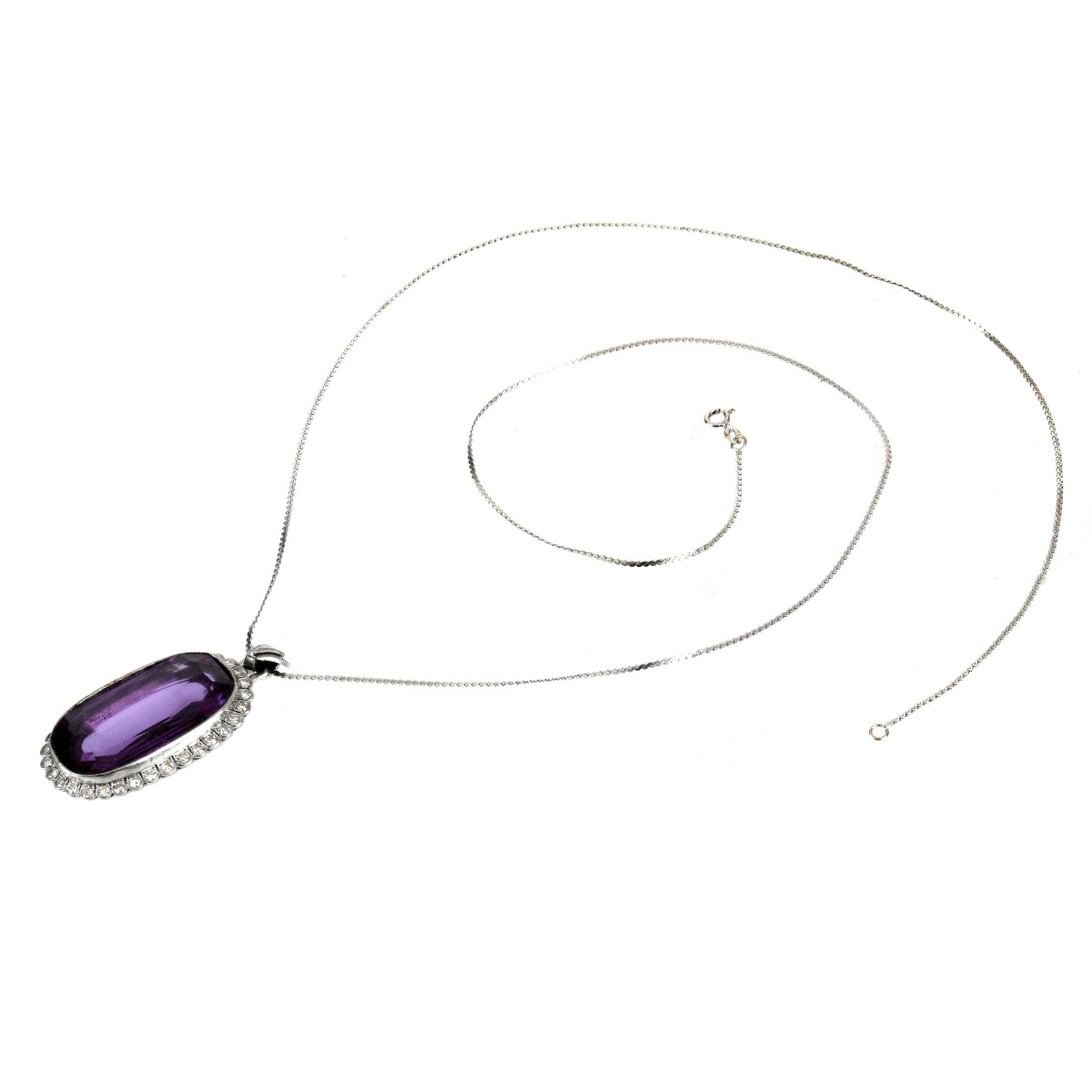 Amethyst, Diamond and 14K Necklace