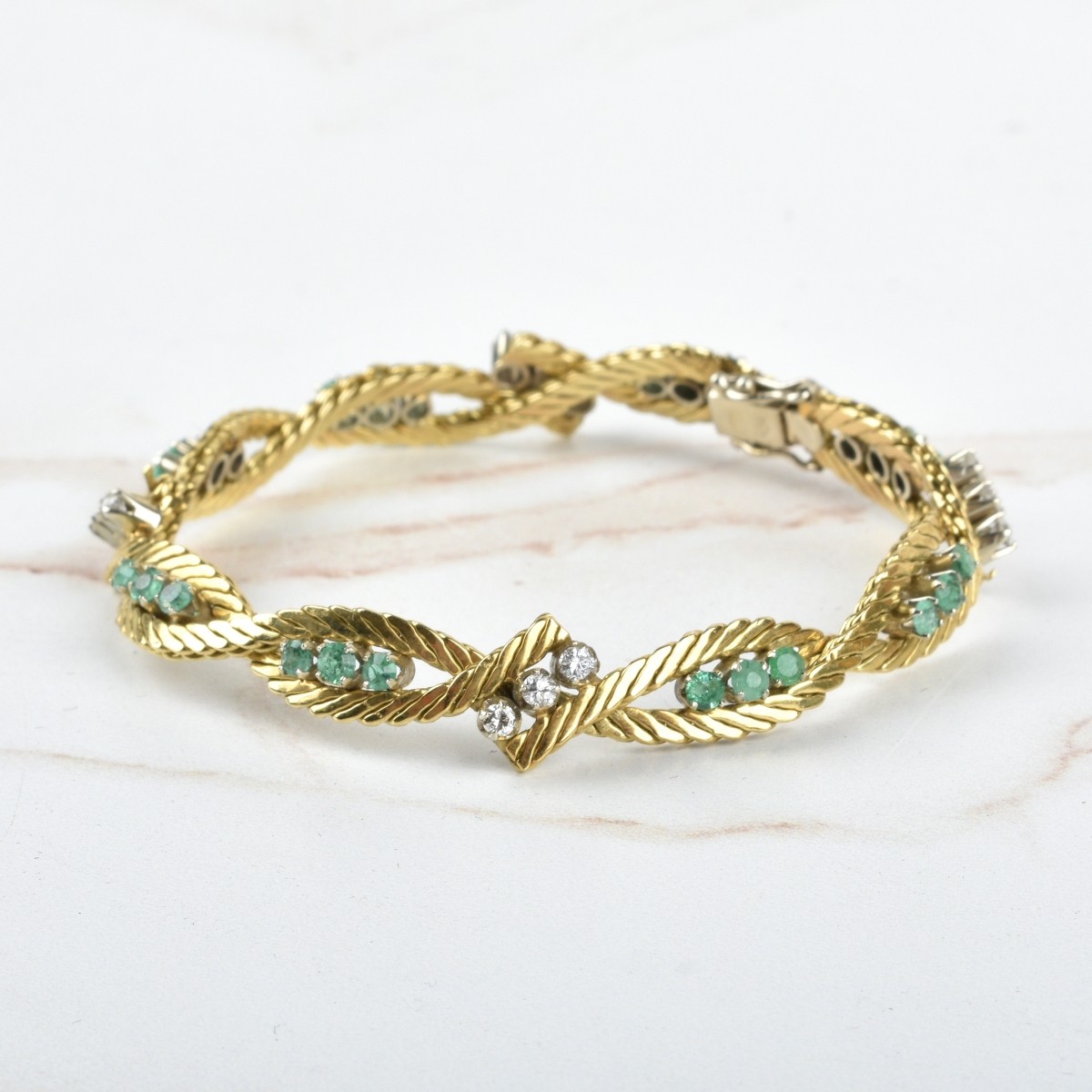 Diamond, Emerald and 18K Bracelet