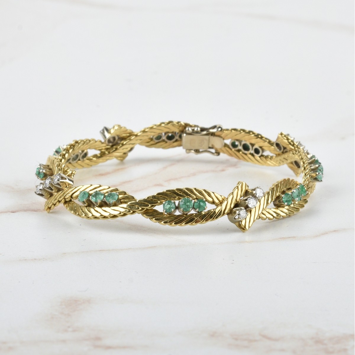 Diamond, Emerald and 18K Bracelet