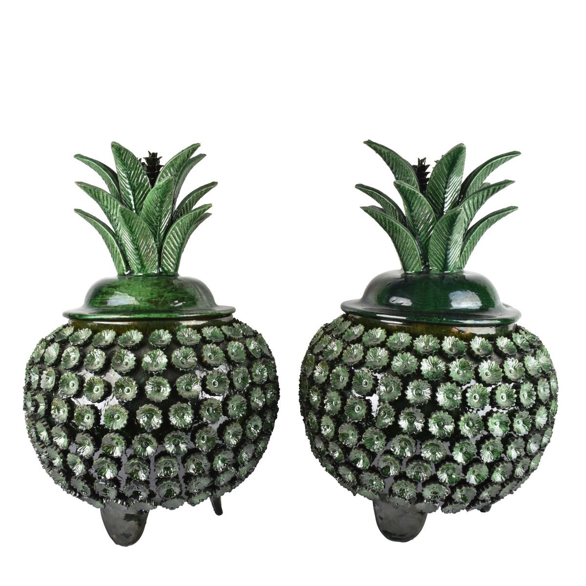 Mexican Pottery Glazed Pineapple Pots