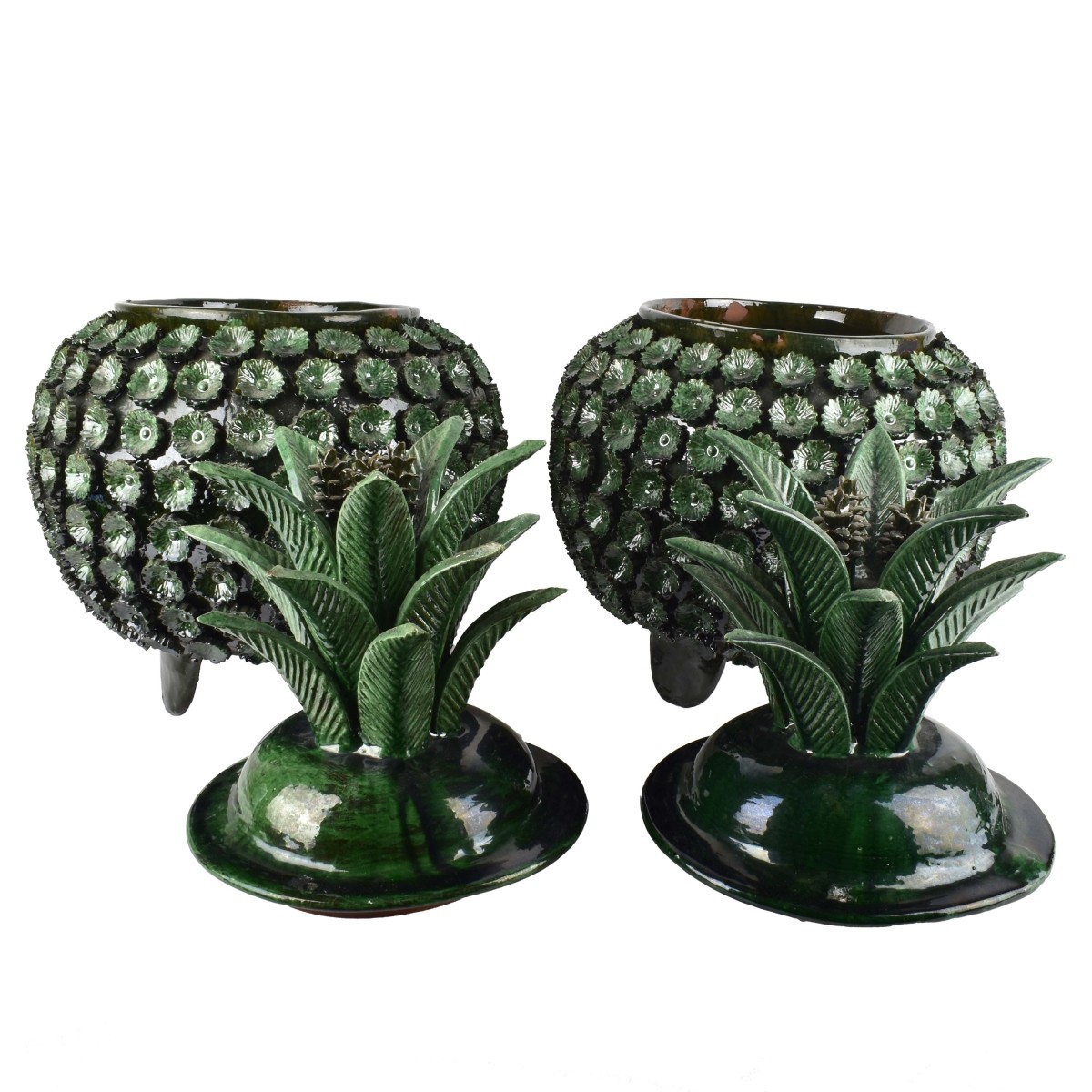 Mexican Pottery Glazed Pineapple Pots