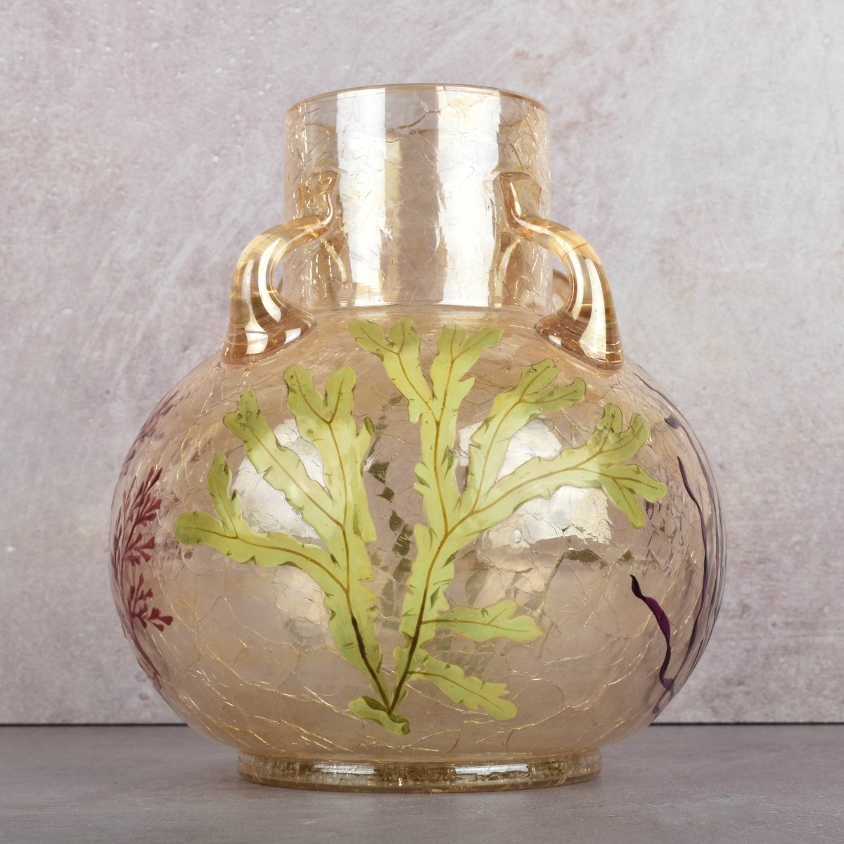 Antique Moser Crackle Glass Vase