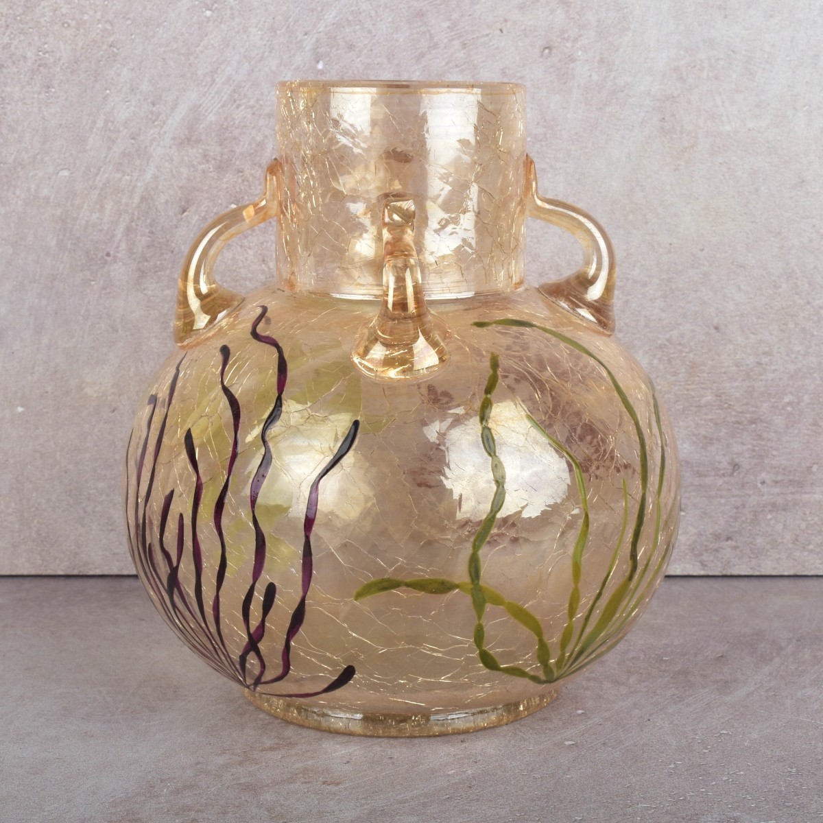 Antique Moser Crackle Glass Vase