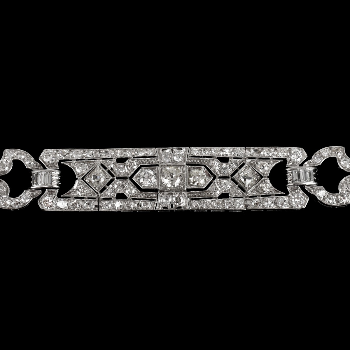 Deco Diamond and Platinum Bracelet