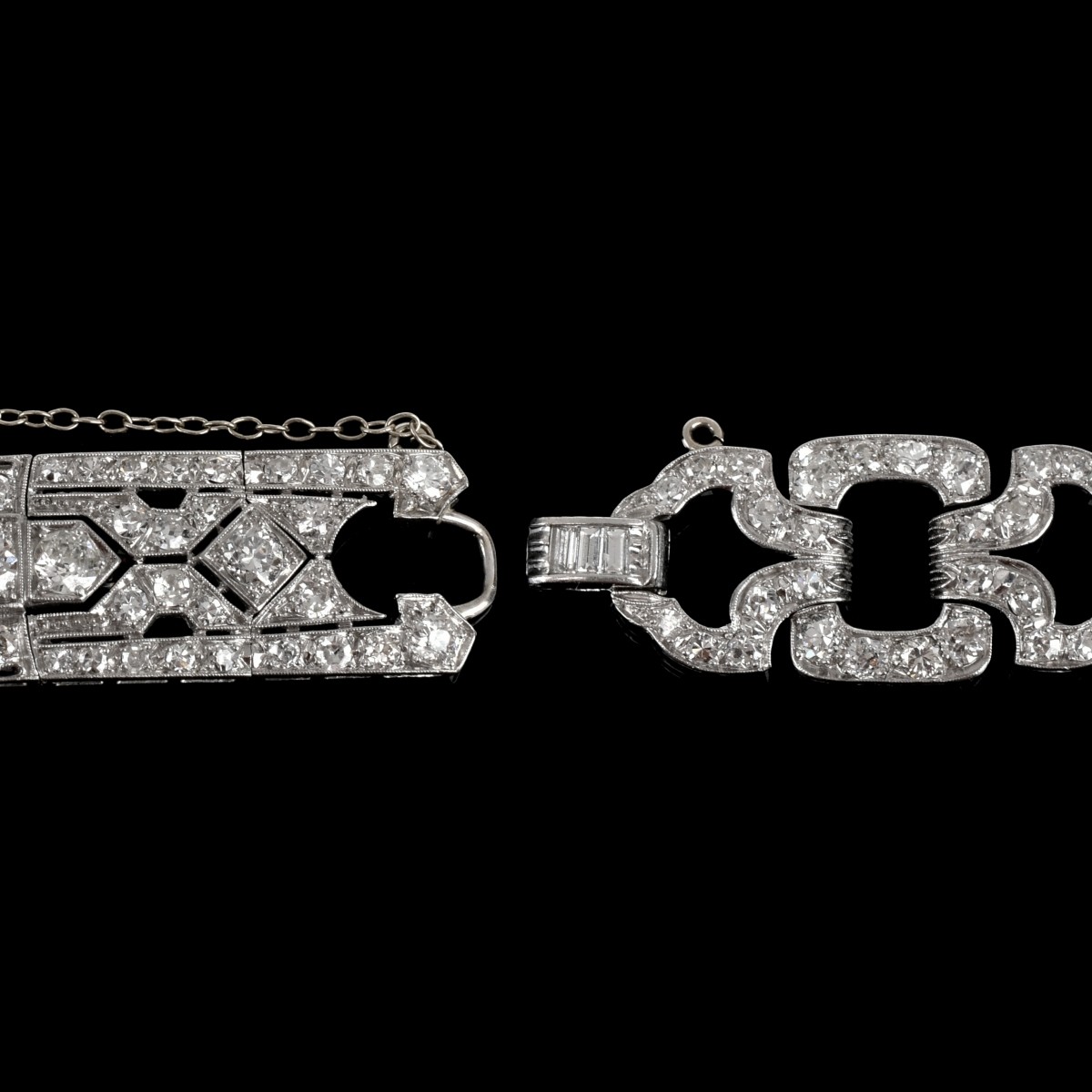 Deco Diamond and Platinum Bracelet