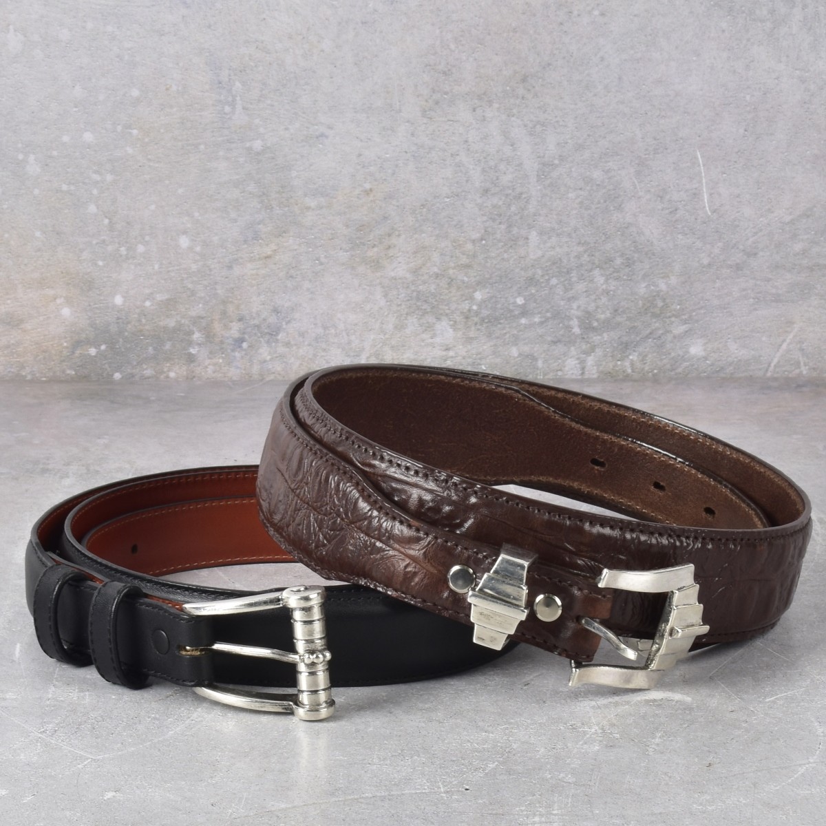 Leather Belts with Sterling Silver Buckles