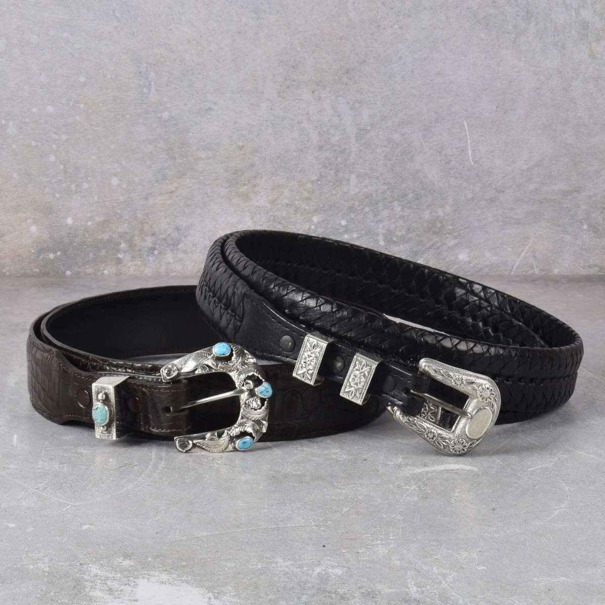 Leather Belts with Sterling Silver Buckles
