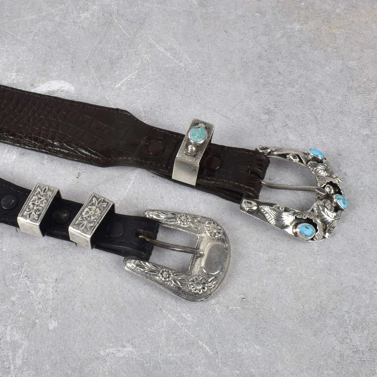 Leather Belts with Sterling Silver Buckles