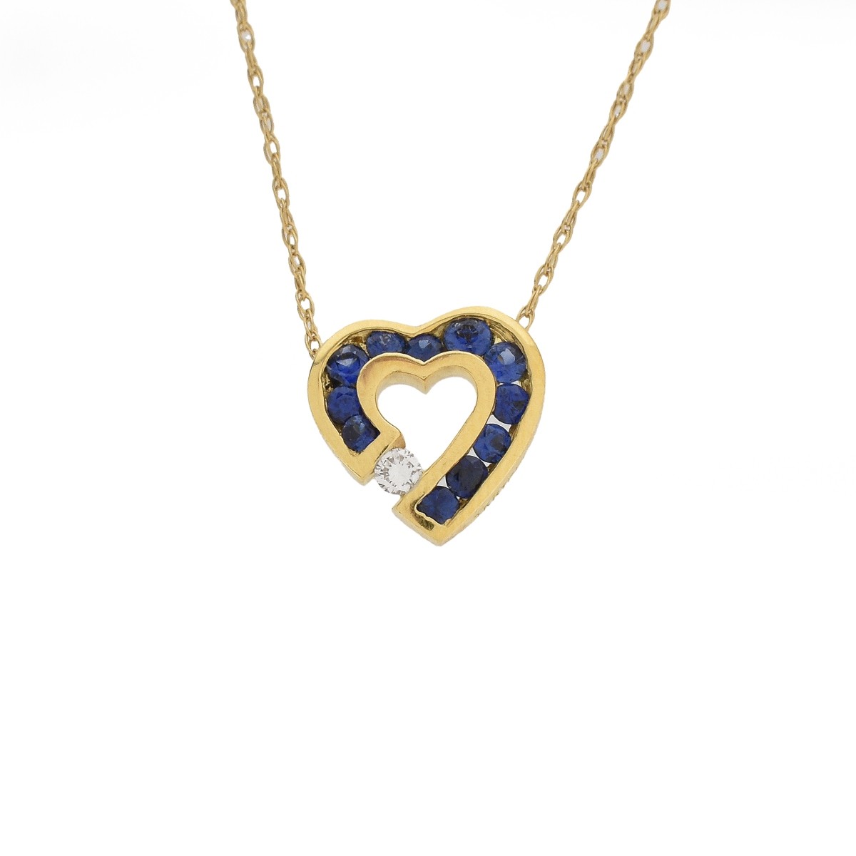 Sapphire, Diamond and 14K Necklace