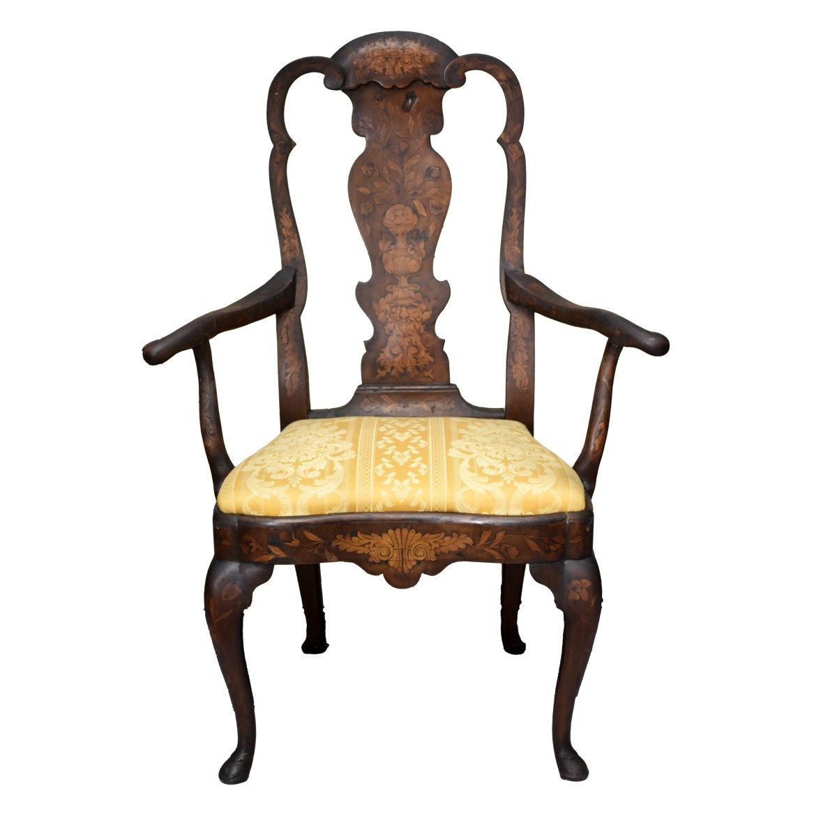 Antique Queen Anne Upholstered Dining Chairs