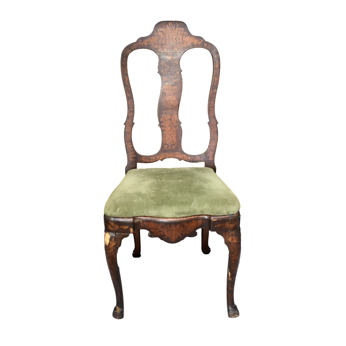 Antique Queen Anne Upholstered Dining Chairs