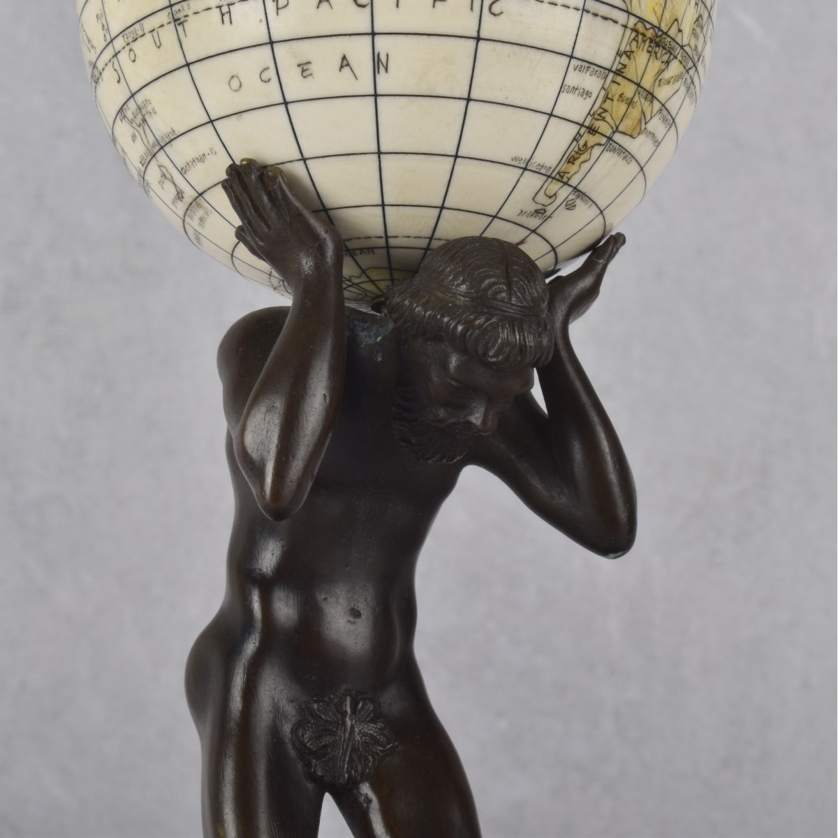 Antique Patinated Bronze Figure of Atlas