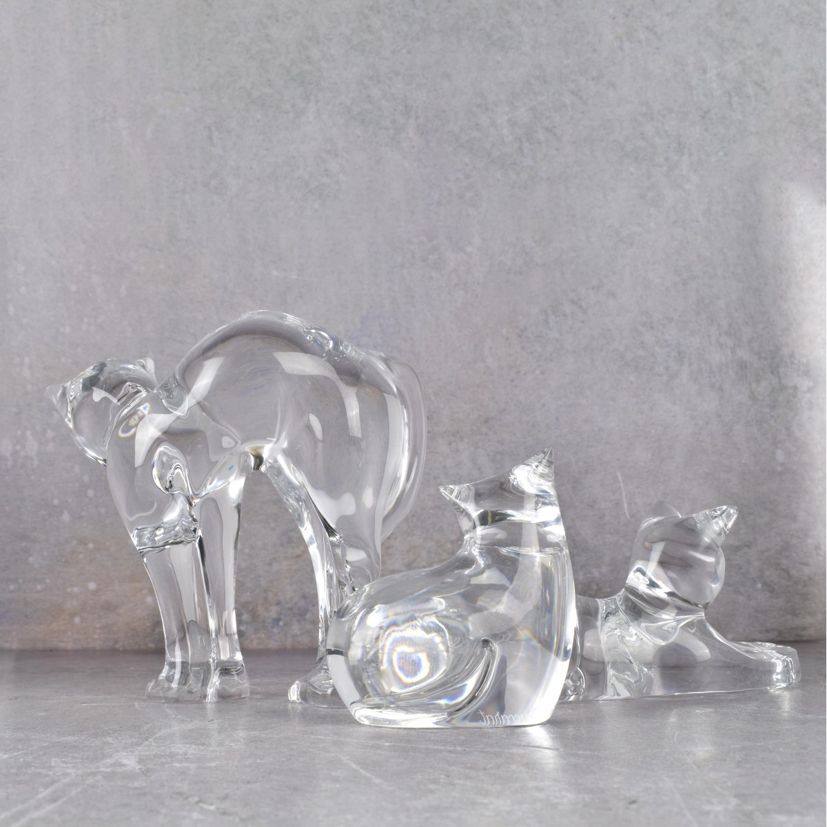 Baccarat Crystal Cat Figurines
