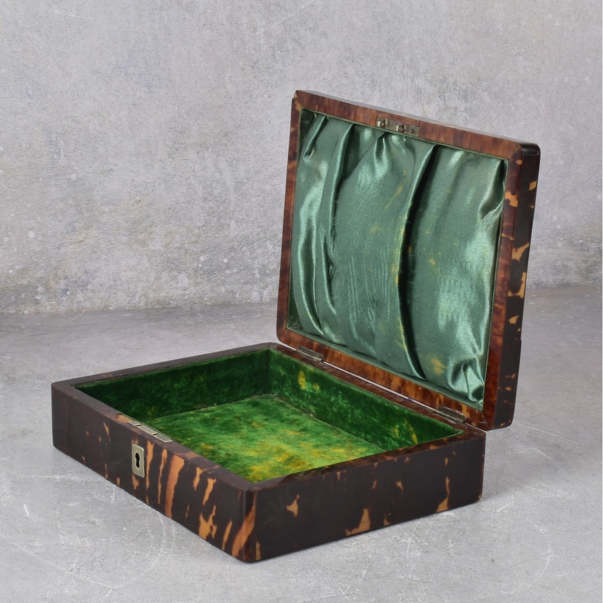 English Dresser Box with Sterling Silver Corners