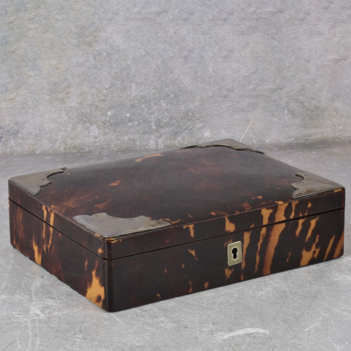 English Dresser Box with Sterling Silver Corners