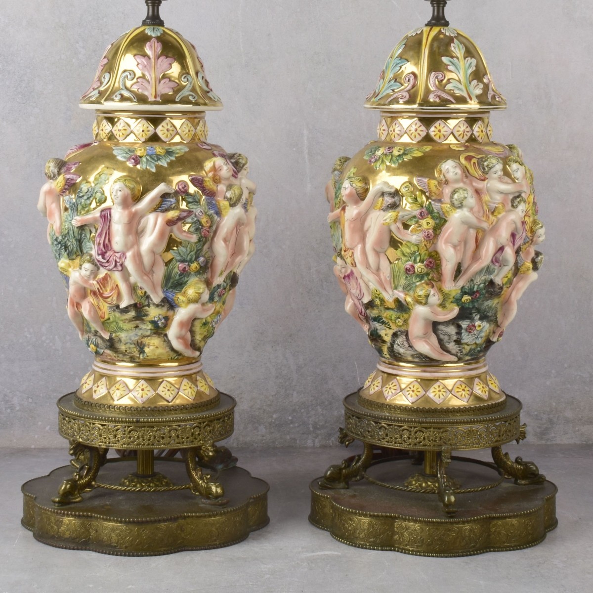 Pair of Vintage Italian Capodimonte Lamps