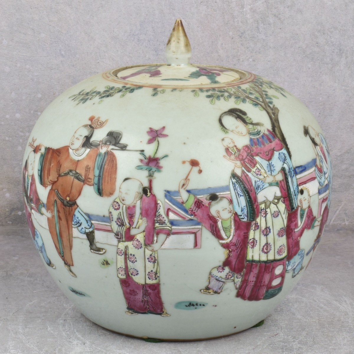 Antique Chinese Famille Rose Porcelain Ginger Jar