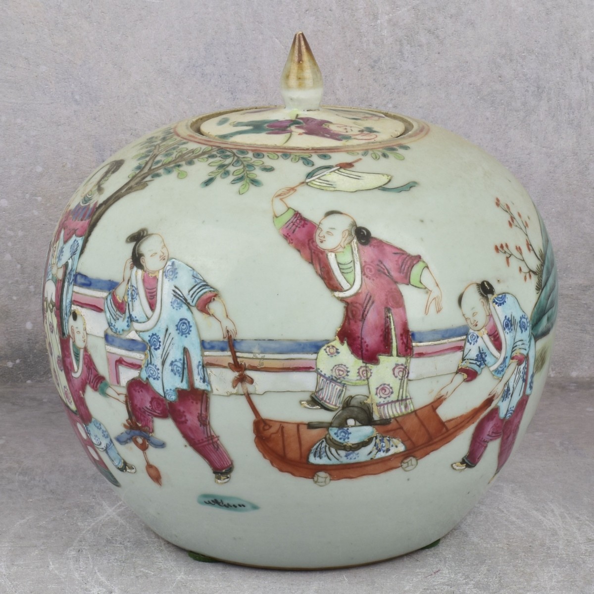 Antique Chinese Famille Rose Porcelain Ginger Jar