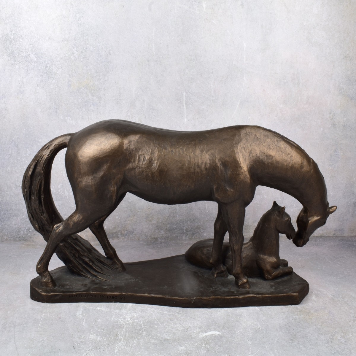 Bonded Bronze Figurine of Horse and Foal