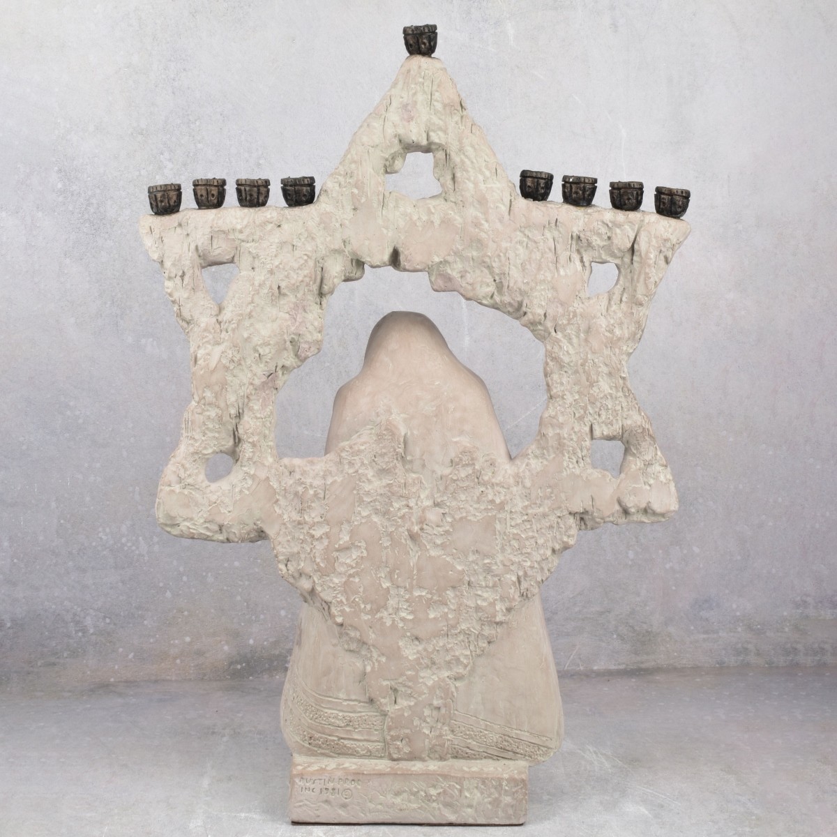 Vintage Dura-stone Sculpture Menorah