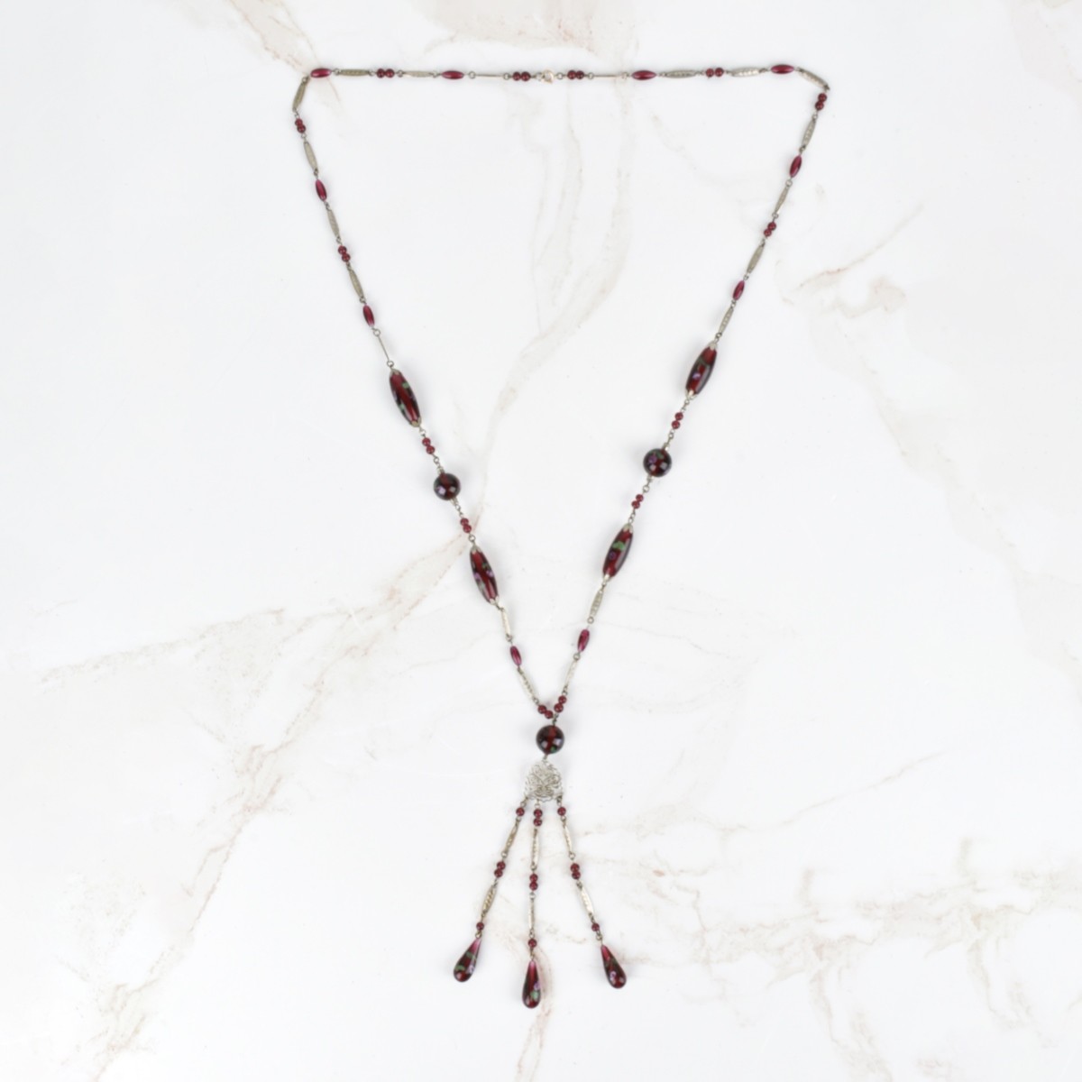 Silver and Glass Bead Necklace