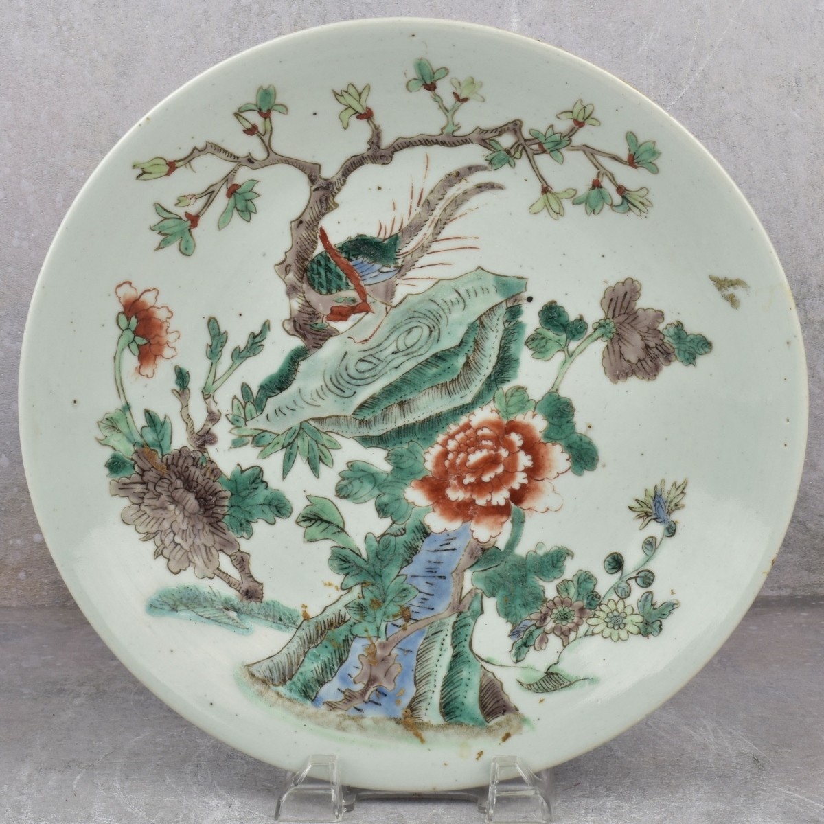 Antique Chinese Famille Verte Porcelain Charger