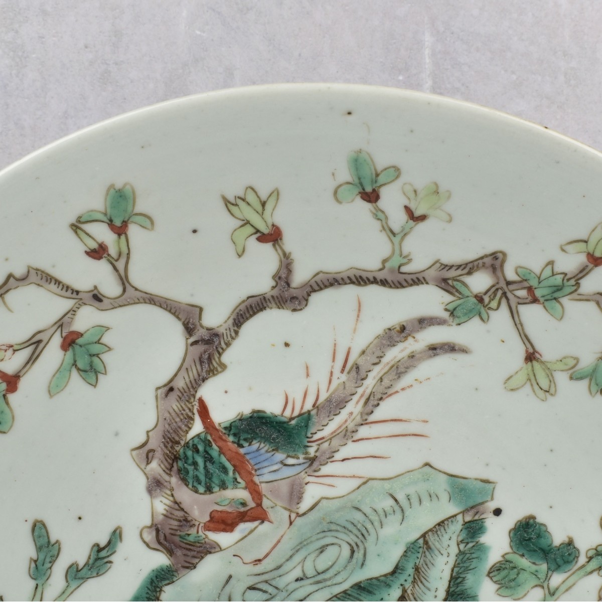 Antique Chinese Famille Verte Porcelain Charger