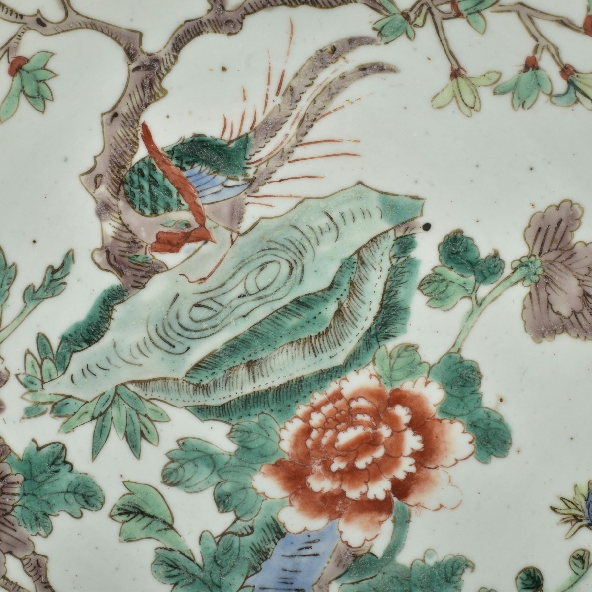 Antique Chinese Famille Verte Porcelain Charger