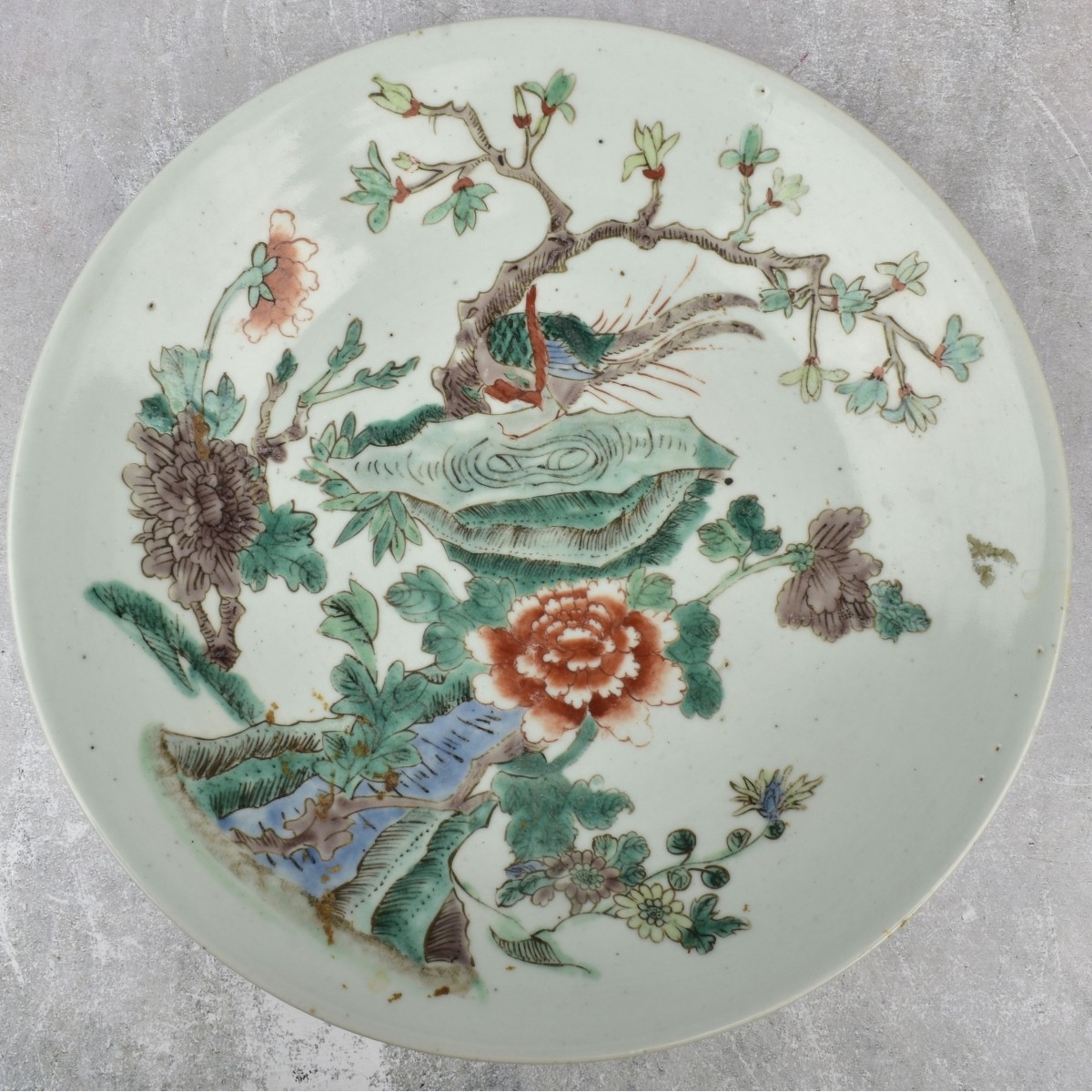 Antique Chinese Famille Verte Porcelain Charger