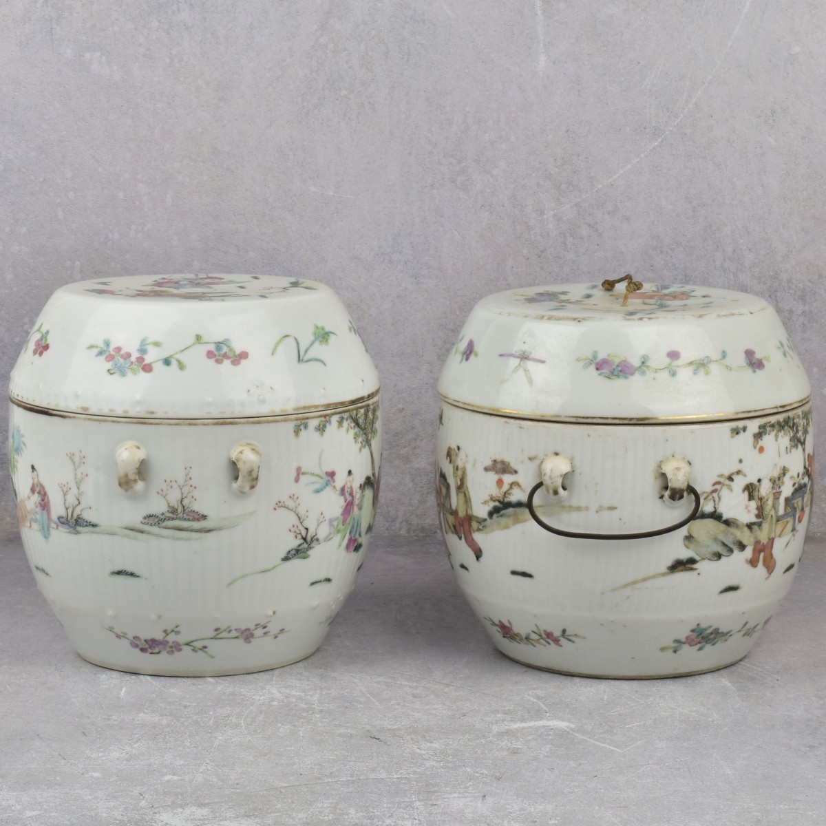 Antique Chinese Famille Rose Porcelain Food Pots