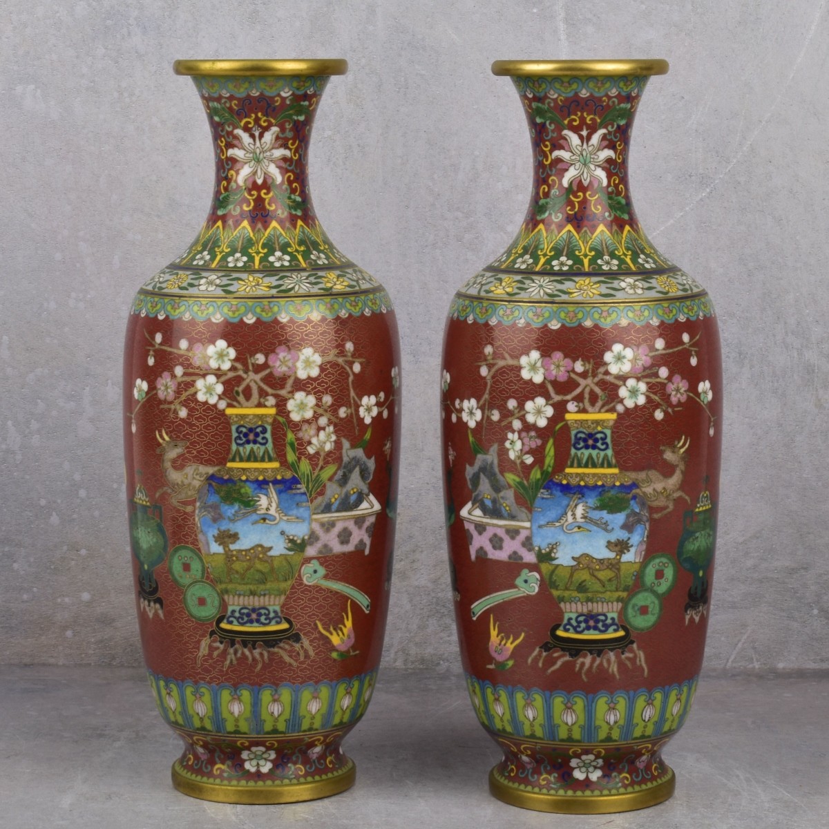 Chinese Cloisonne Enamel Vases