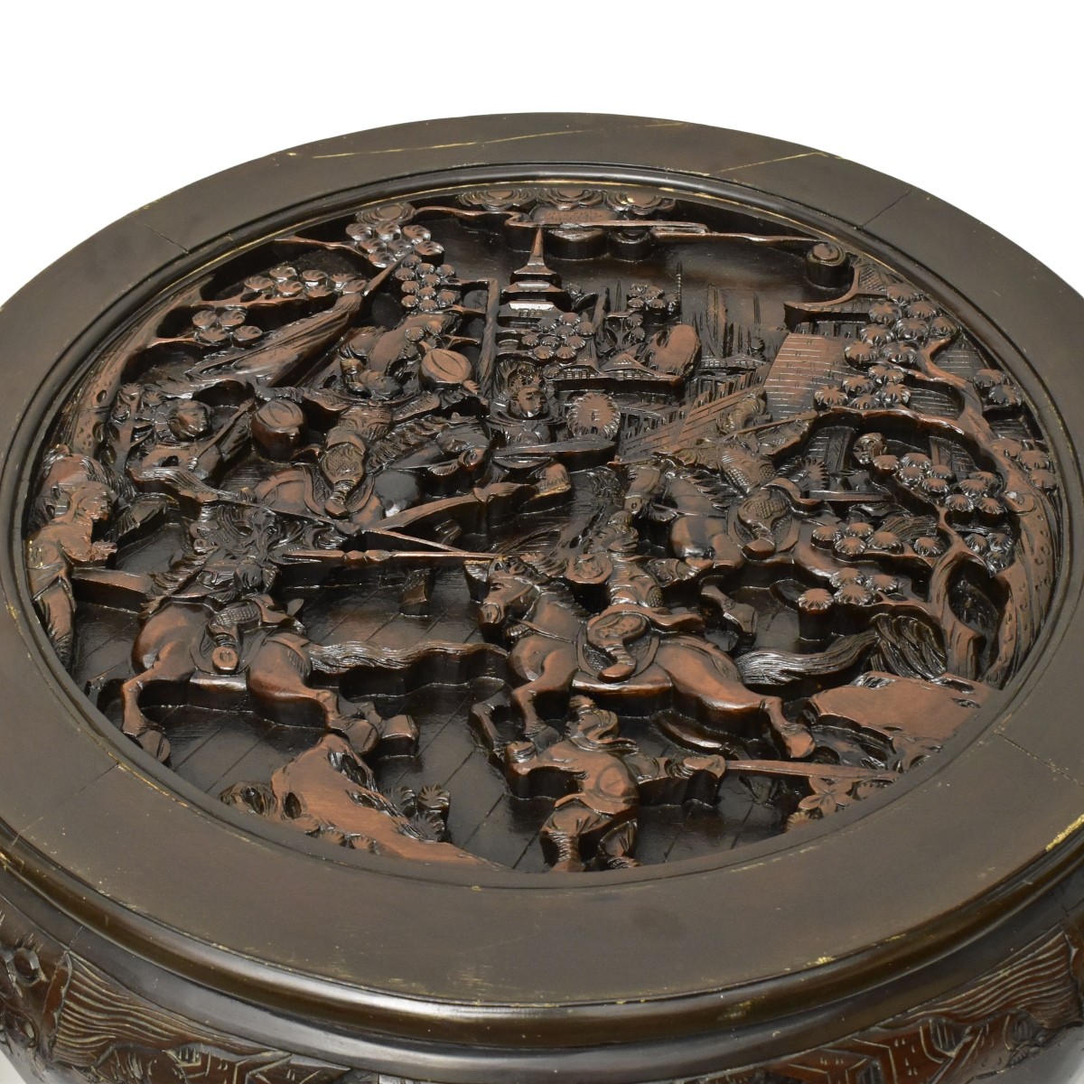 Antique Heavy Carved Japanese Tea Table