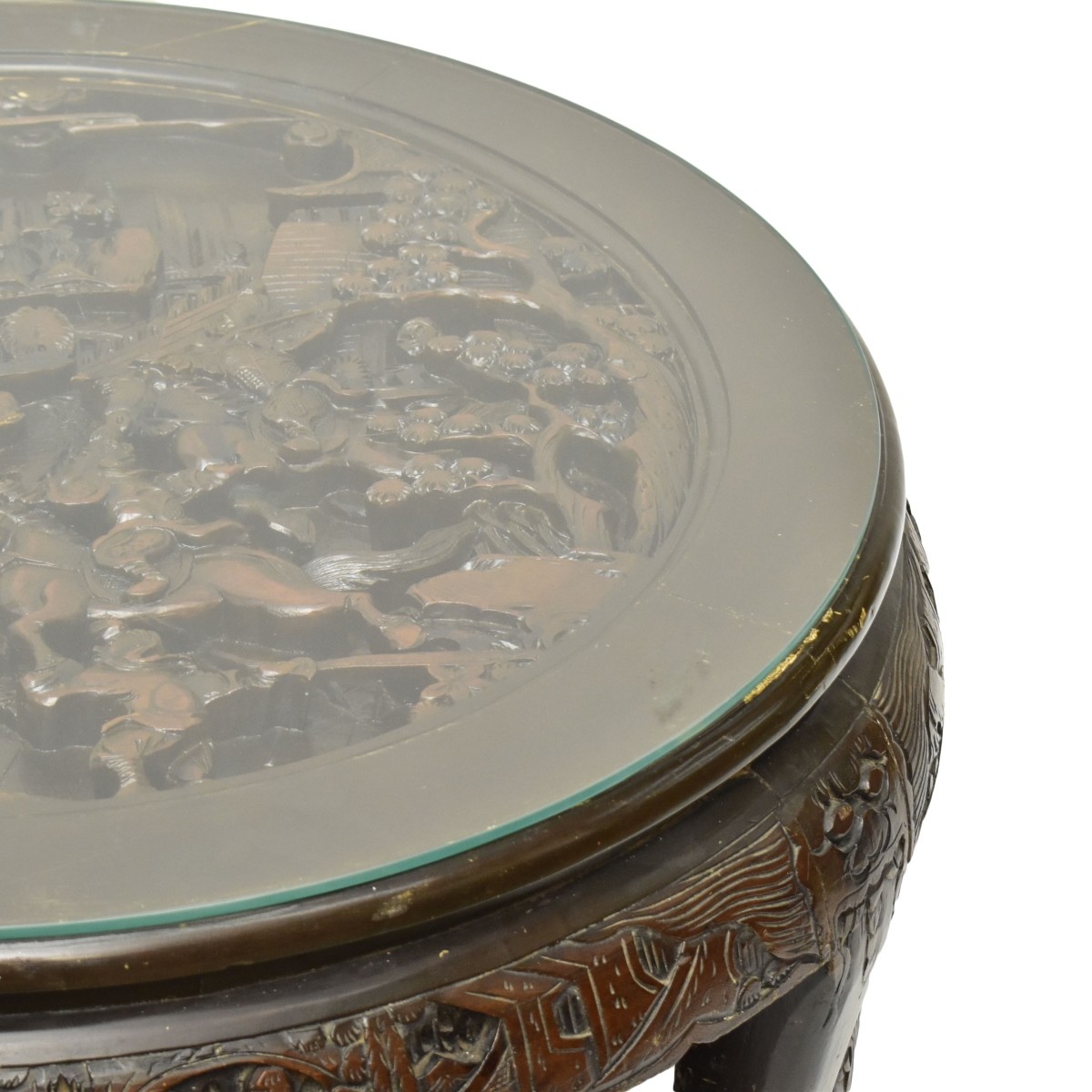 Antique Heavy Carved Japanese Tea Table