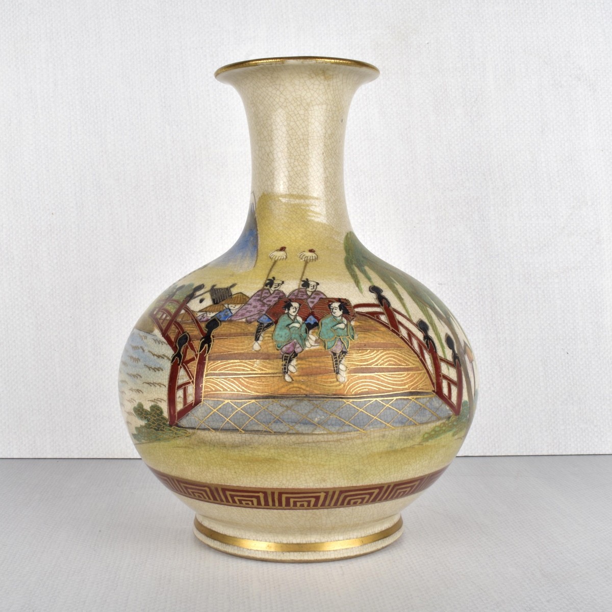 Satsuma Handpainted Porcelain Vase